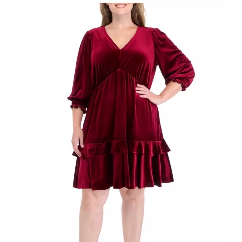 Maison Tara Rich Red Velvet Dress